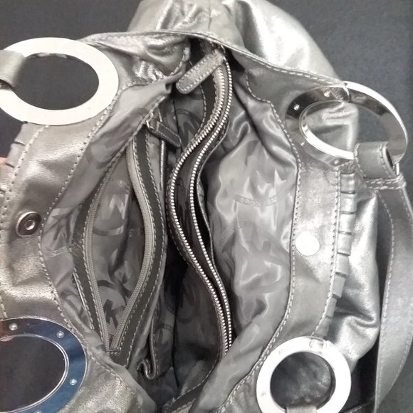 Michael Kors Steel Gray Leather Shoulder Bag - Picture 3 of 16